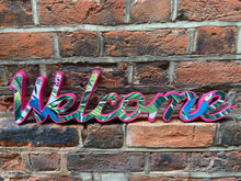 Load image into Gallery viewer, Cat James - &#39;Welcome&#39; Wood Cut
