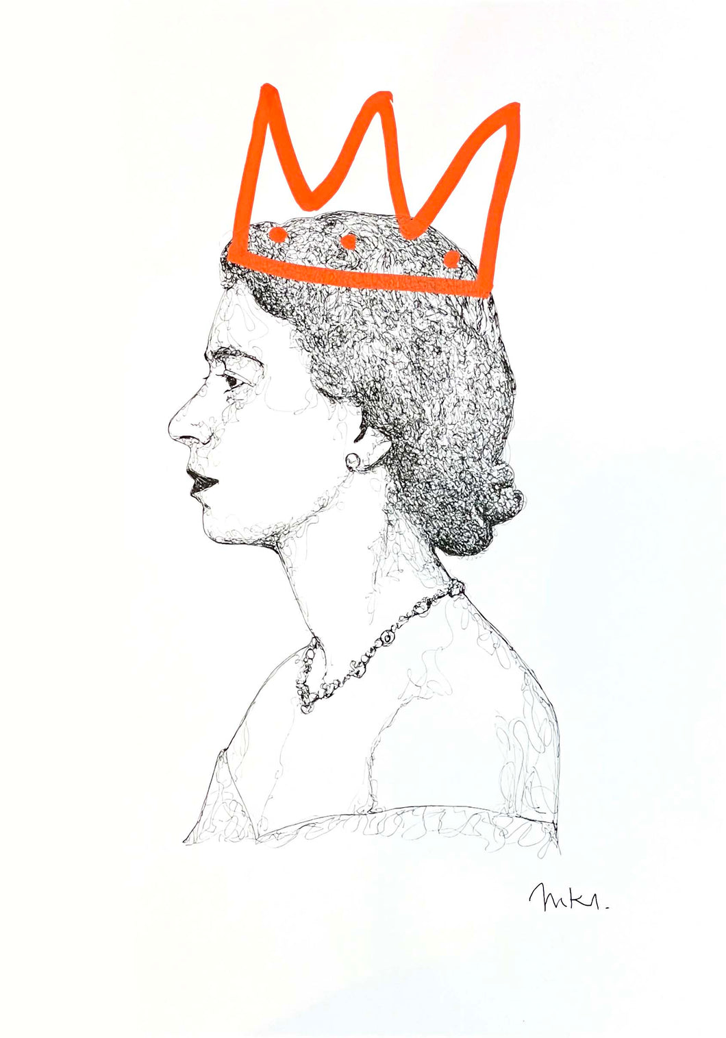 Niki Crafford - One Line Drawing - Her Majesty - Orange Crown