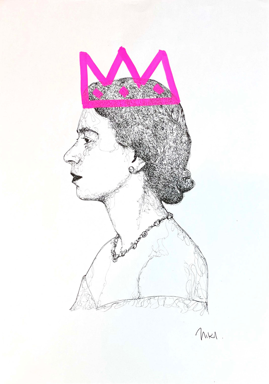 Niki Crafford - One Line Drawing - Her Majesty - Pink Crown